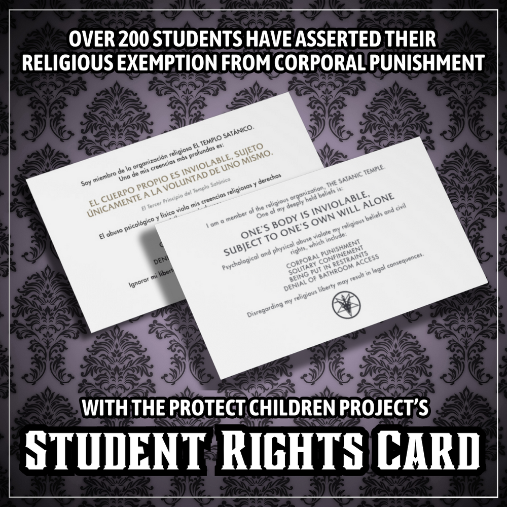 Over 200 Students Assert Religious Exemption From Corporal Punishment with Protect Children Project's Student Rights Card