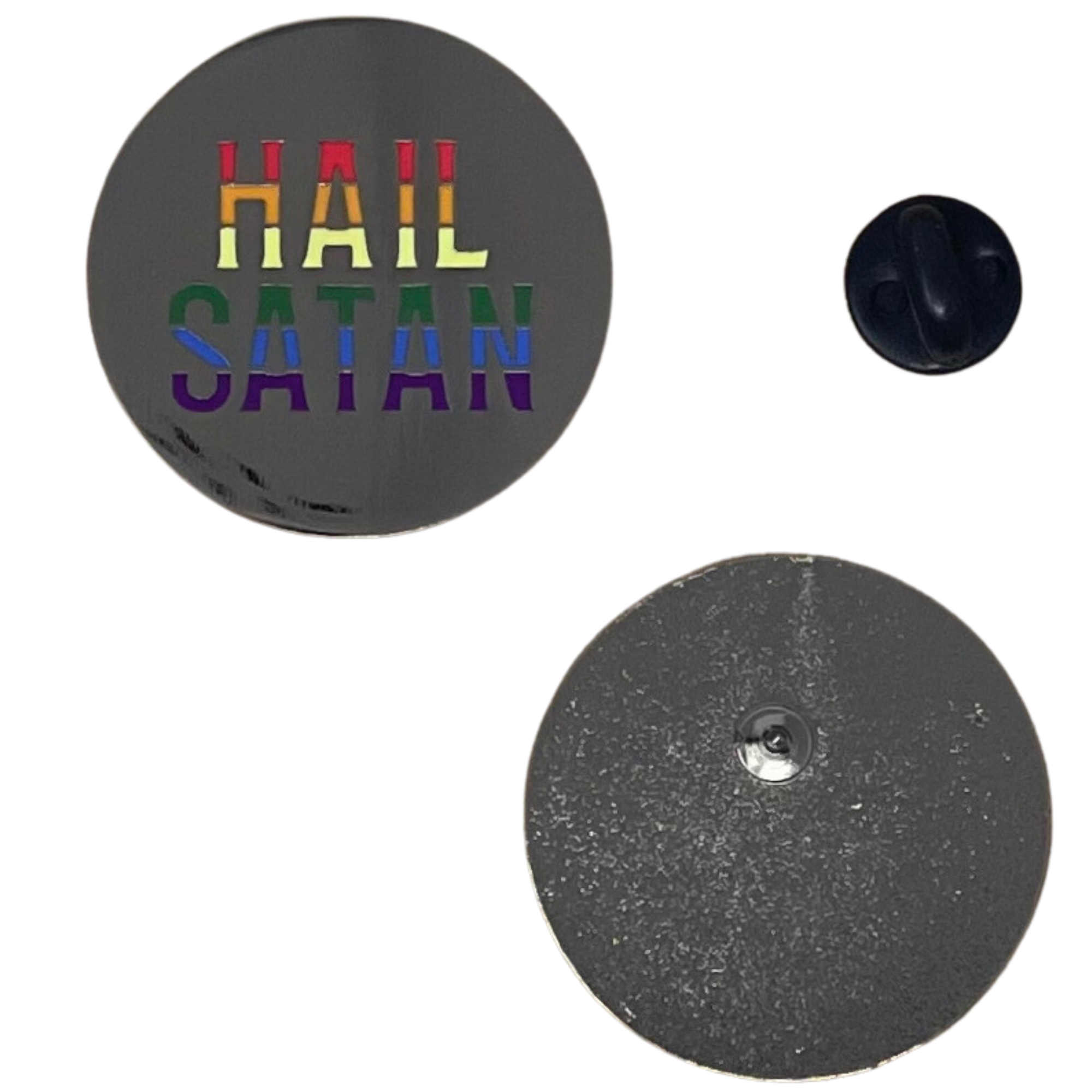 Rainbow Pride Hail Satan Lapel Pin