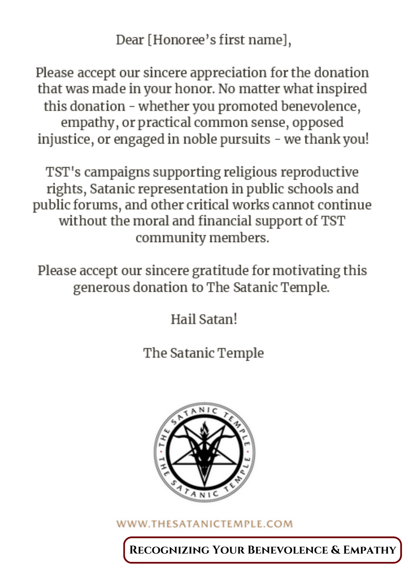 Classic Donation Thank You Card