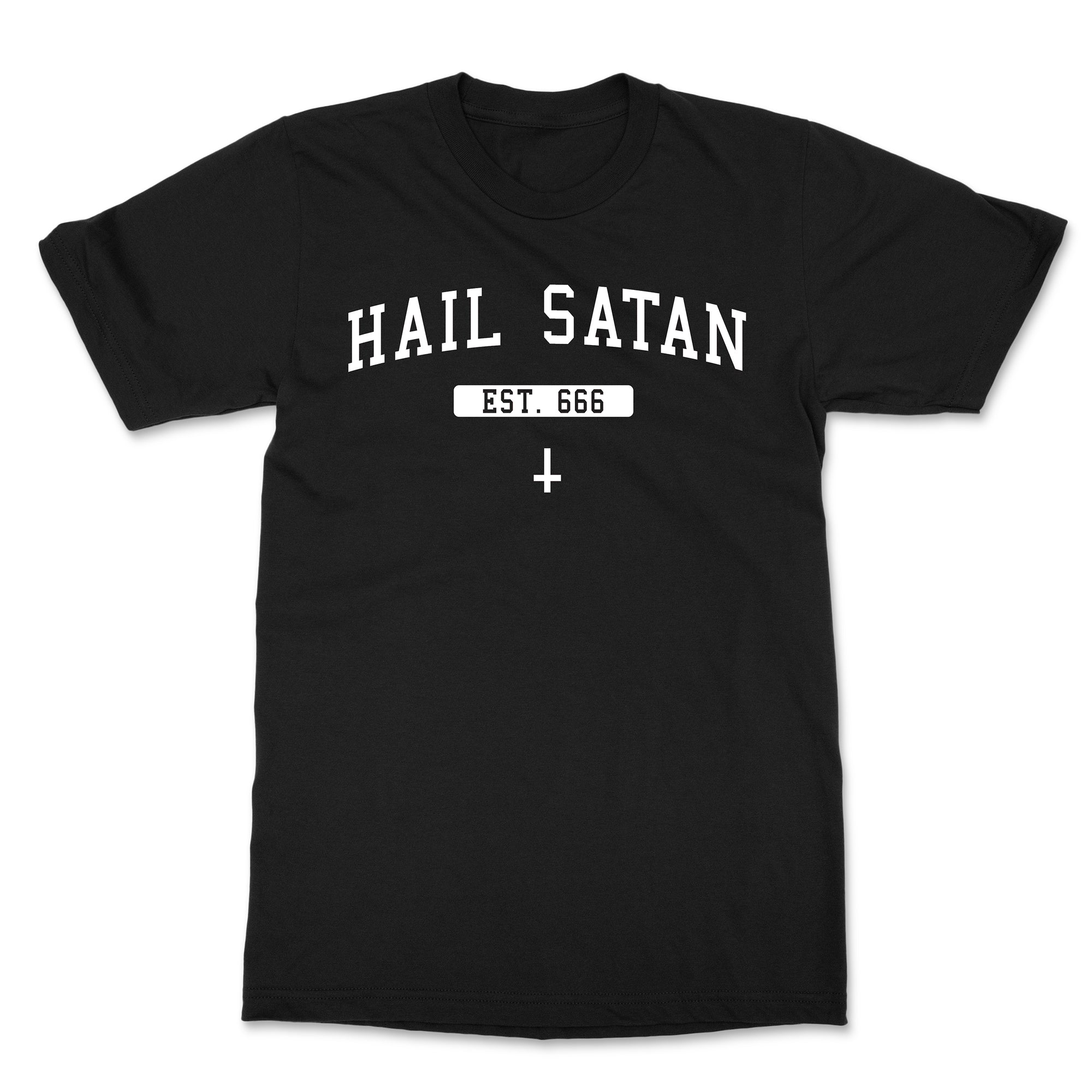 Hail Satan White on Black T-Shirt
