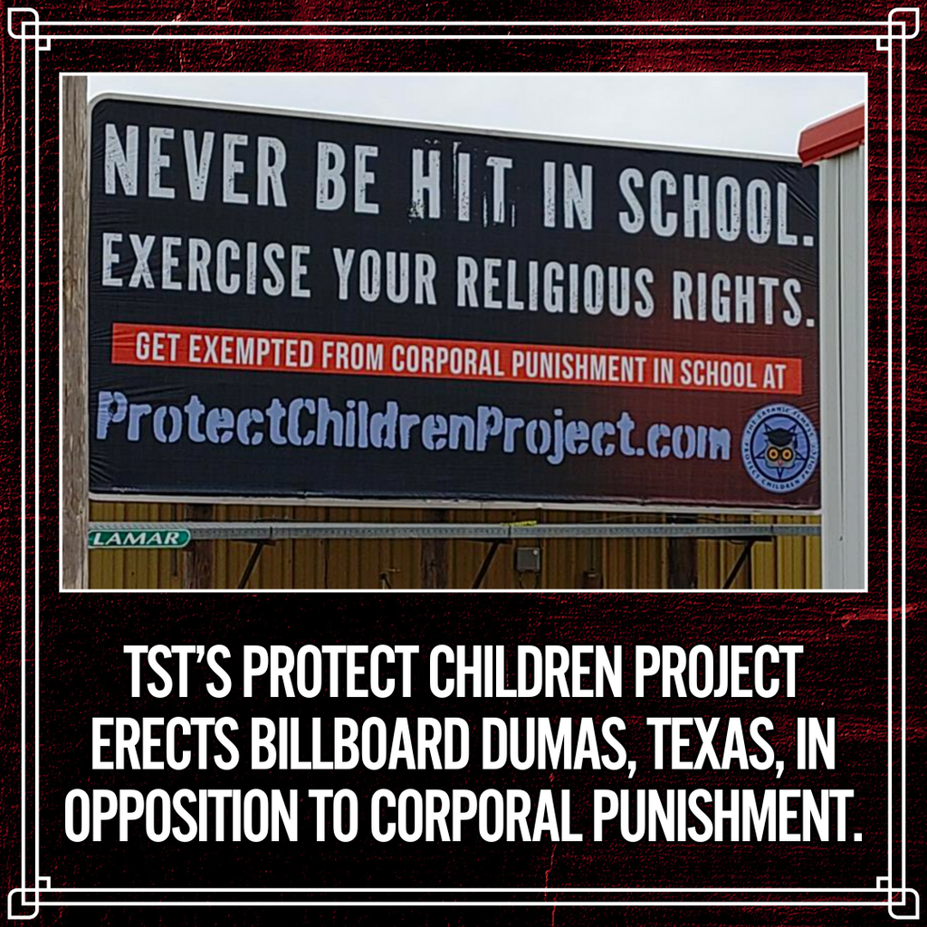 The Satanic Temple erects billboard in Dumas, Texas, in opposition to corporal punishment