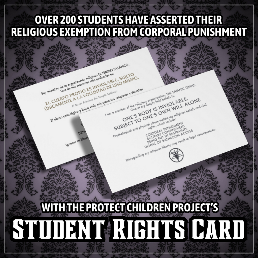 Over 200 Students Assert Religious Exemption From Corporal Punishment with Protect Children Project's Student Rights Card