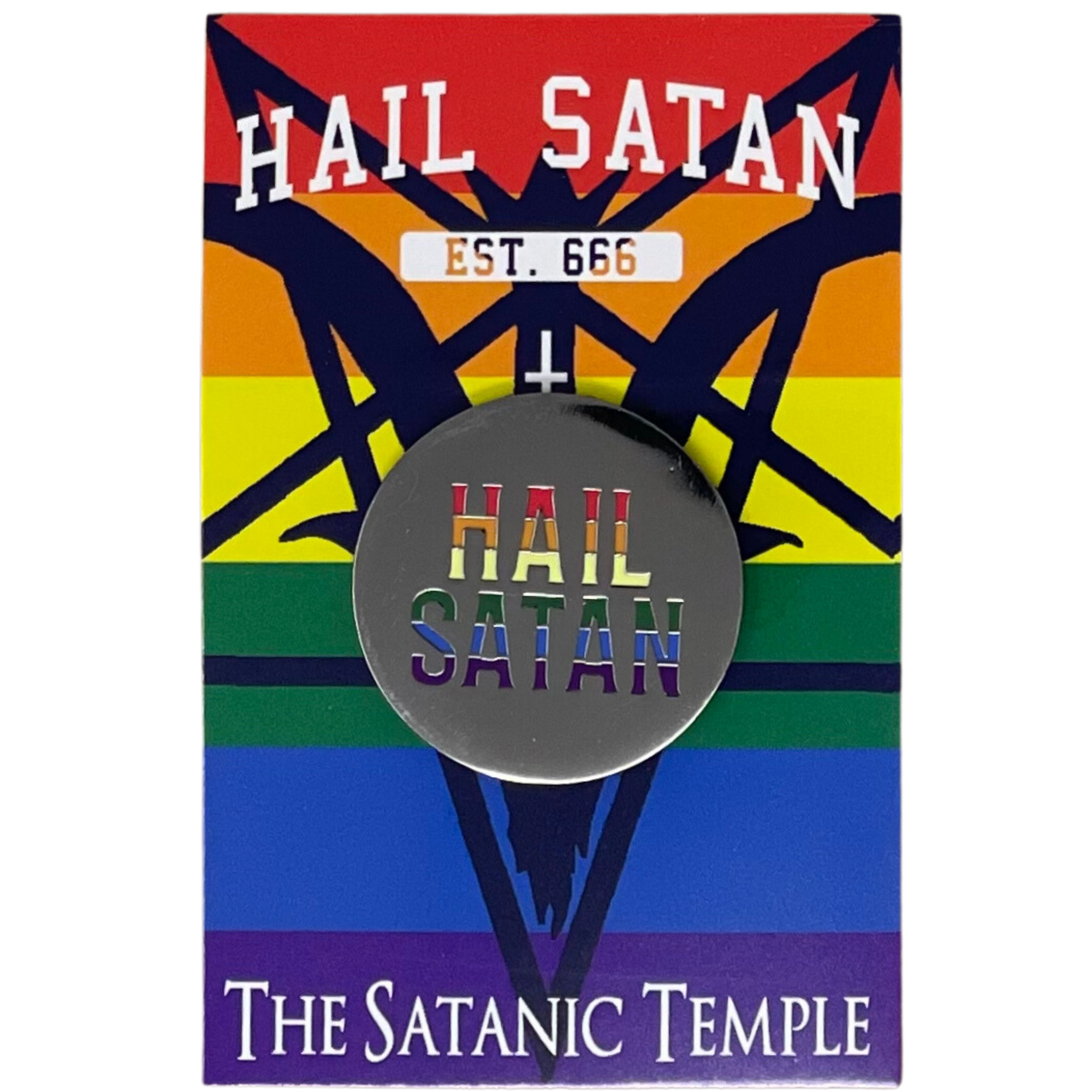 Rainbow Pride Hail Satan Lapel Pin