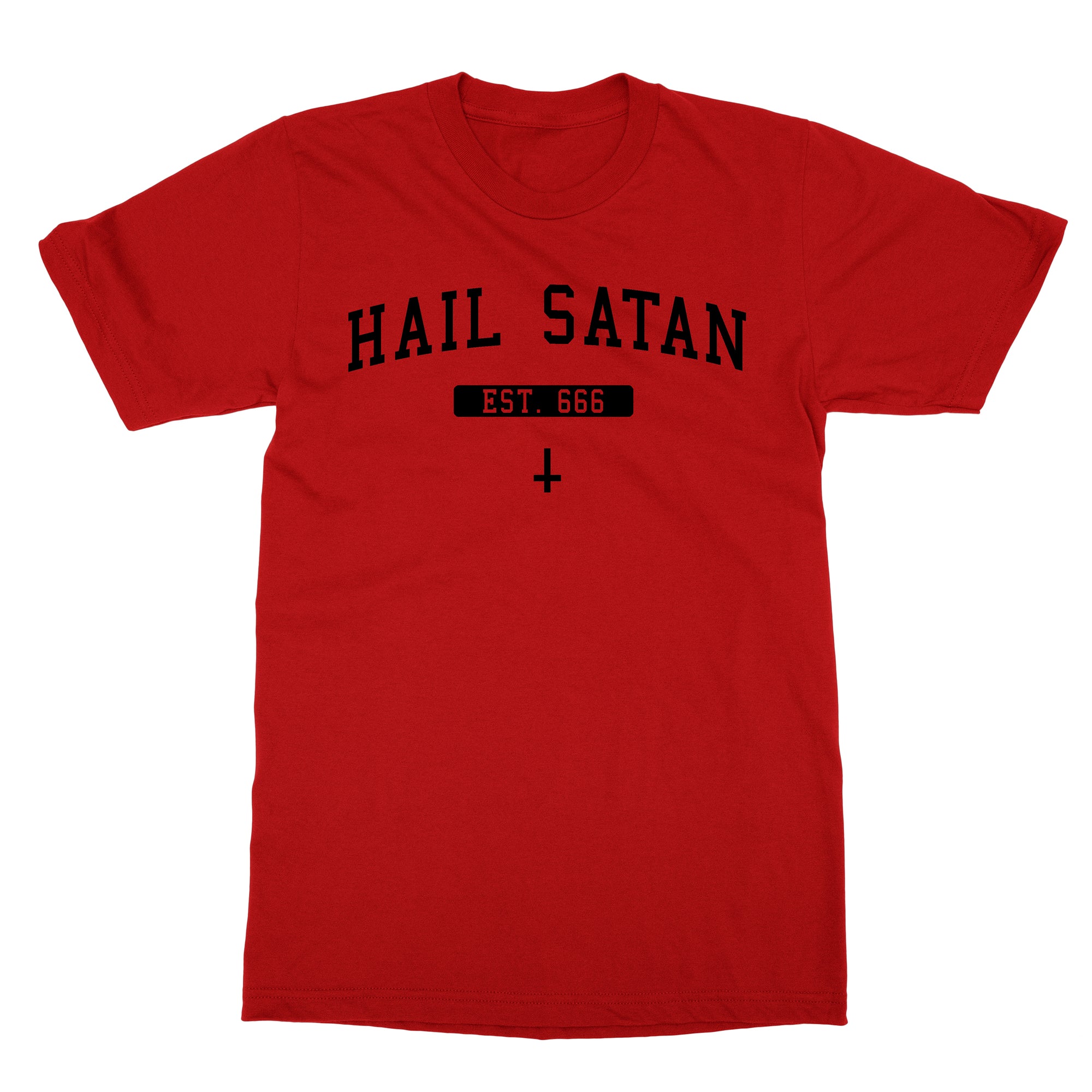 Hail Satan Black on Red T-Shirt